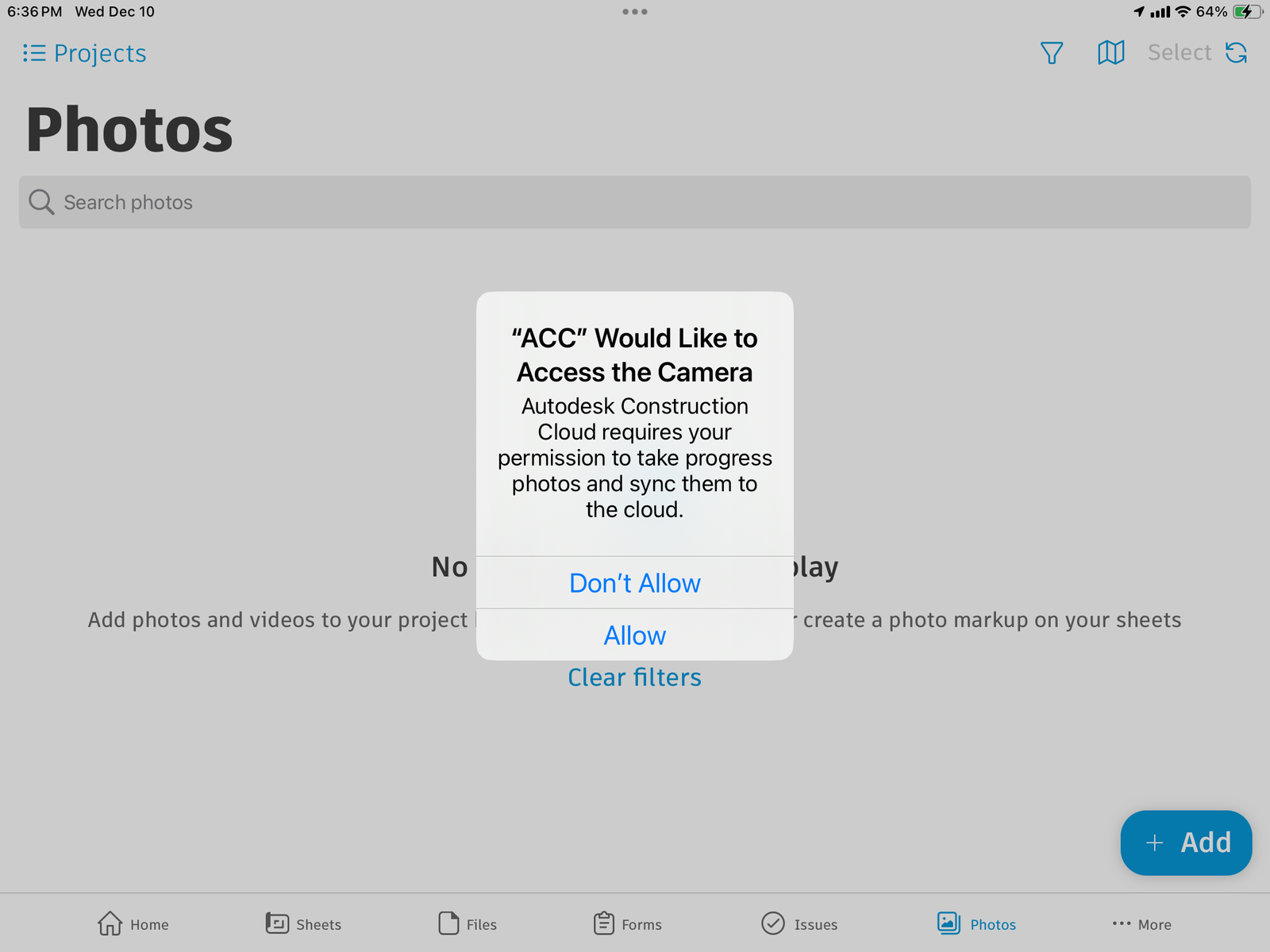 Photos Camera Permission